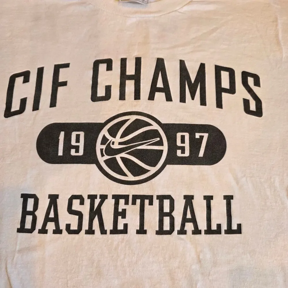 Vintage 90s Nike CIF Champs Basketball Tournament Tee White XL Center Swoosh